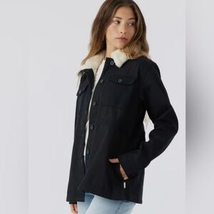 Hang Ten Women's Utility Fleece lined Jacket Plush Collar